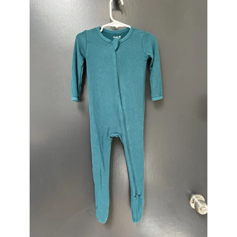 Kyte Baby 18-24M Blue Footed Ribbed Bamboo Zippy Pajama Sleeper Romper